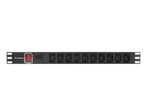 LANBERG PDU-10I-0200-IEC-BK "Lanberg" PDU 1U 10A, 10 lizdų IEC C13, 2 m, juodos spalvos
