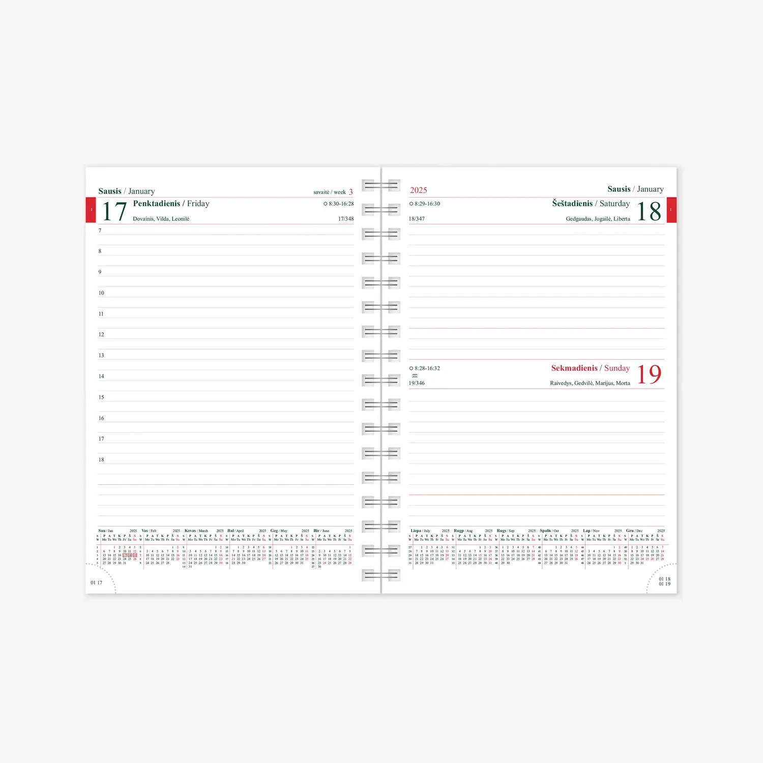 Kalendorius MANAGER Spirex Day 2025 A5, PU TREND, LILIAN