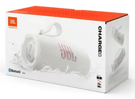 JBL Charge 6 Nešiojama garso kolonėlė, Bluetooth, White