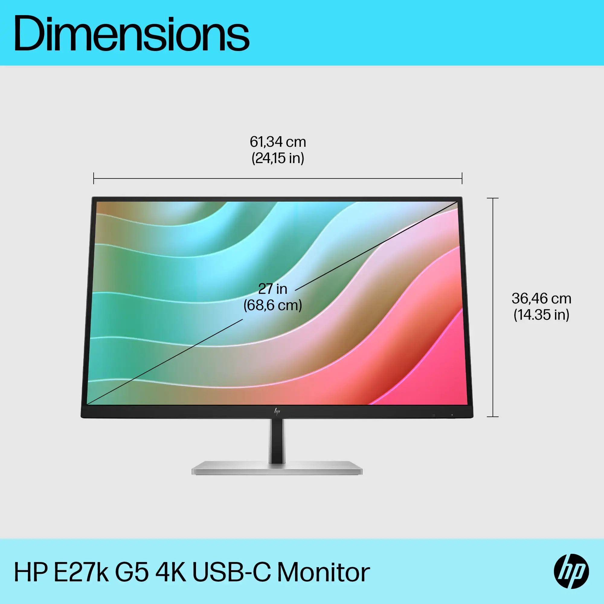 "HP E-Series E27k G5", 68,6 cm (27"), 3840 x 2160 taškų, "4K Ultra HD", 5 ms, juoda, sidabrinė
