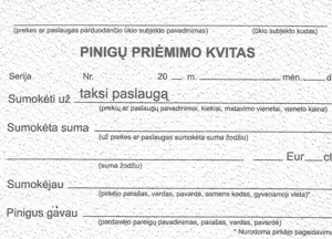 Pinigų priėmimo kvitai Taksi A7