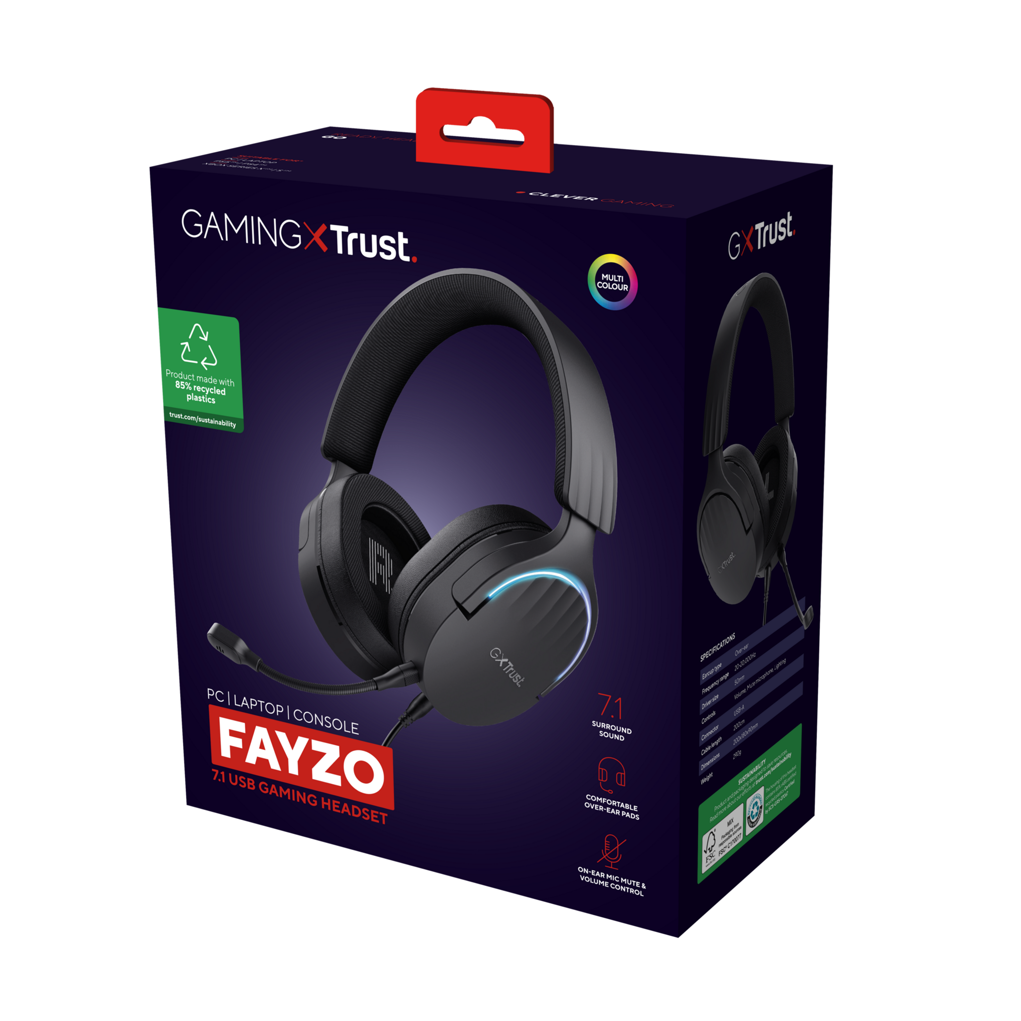 "Trust GXT 490 FAYZO", Laidinės, Žaidimų, 20 - 20000 Hz, 290 g, Ausinės, juodos spalvos