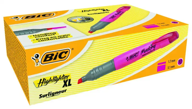 Bic Teksto žymeklis Higlighter XL 2-5 mm, rožinis, pakuotėje 10 vnt 247130