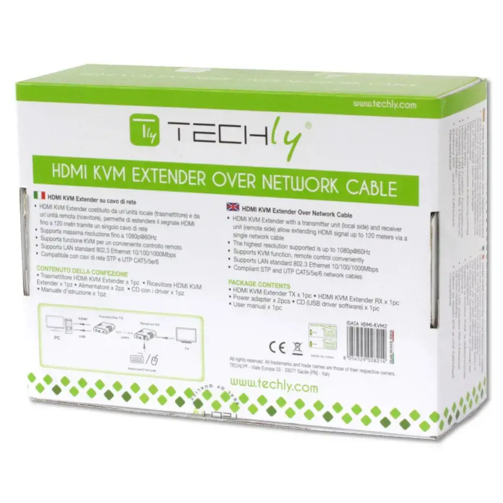 TECHLY 028214 Techly HDMI KVM ilgintuvas su USB (pelė, klaviatūra) iki 120 m Cat5/5e/6 kabeliu
