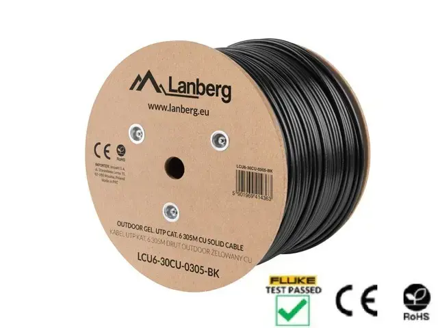 LANBERG LCU6-30CU-0305-BK Lanberg UTP kabelis, CU, kat. 6, 305 m, juodas