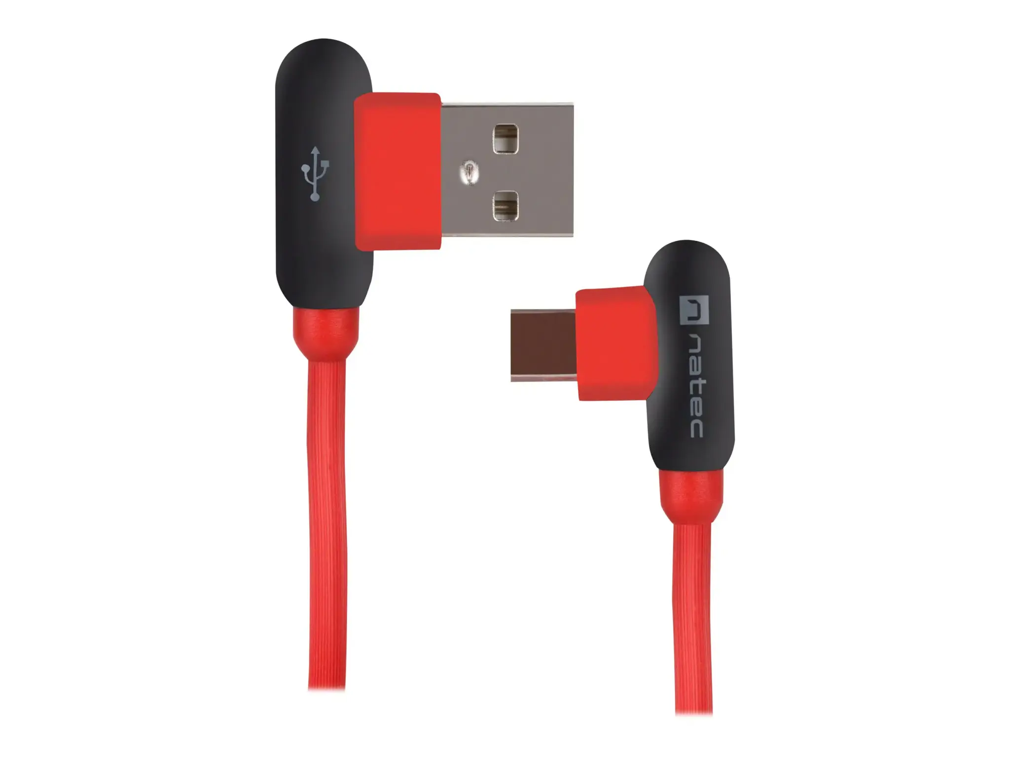 NATEC NKA-1201 Extreme Media kabelis USB Typ-C į USB (M), 1 m, pasuktas į kairę/dešinę, raudonos spalvos