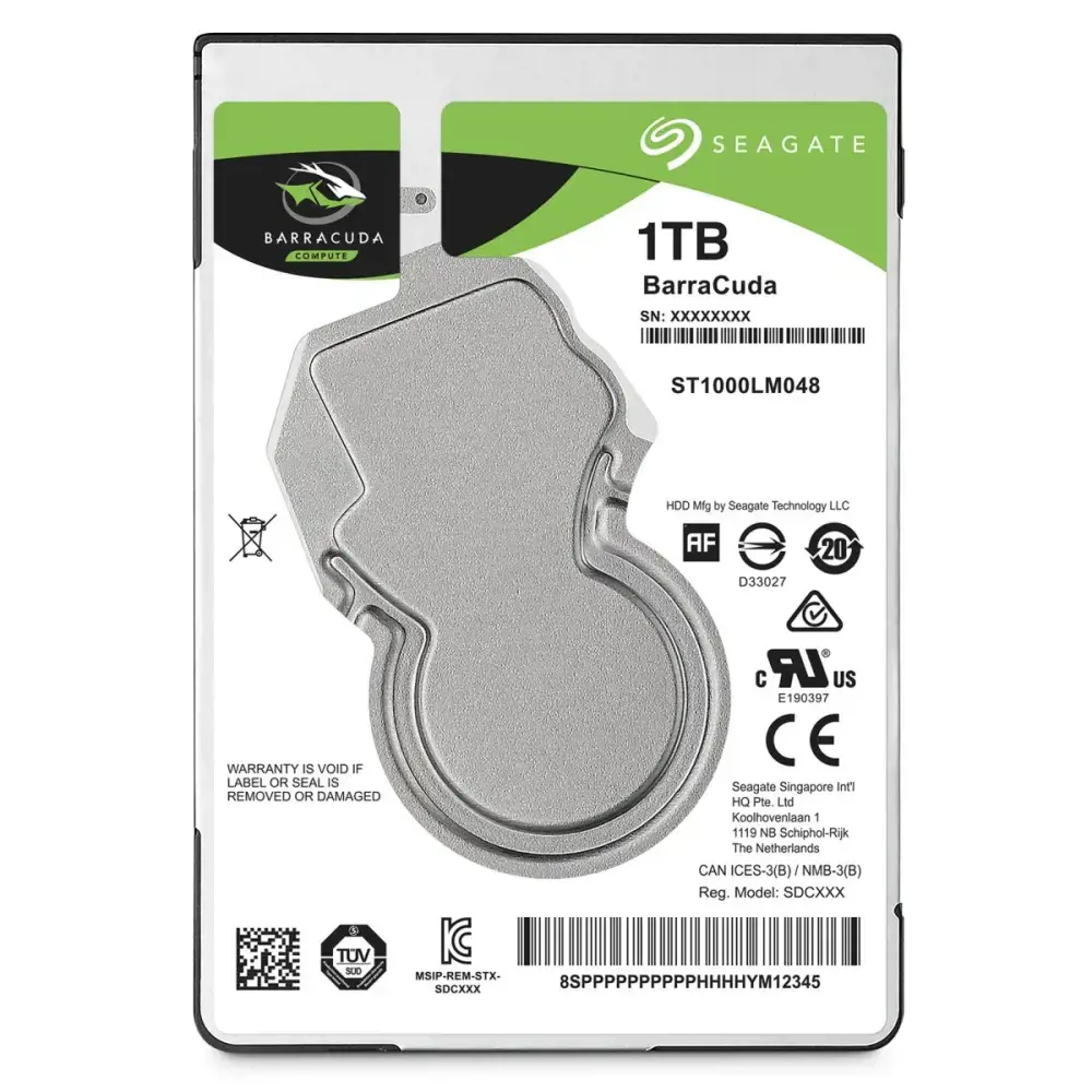 "SEAGATE Barracuda" 1 TB kietasis diskas SATA 6 Gb/s 5400 aps./min 2,5 colio 7 mm aukščio 128 MB spartinančiosios atminties BLK