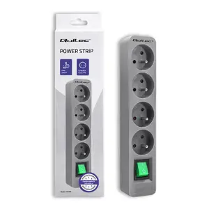 QOLTEC 50287 Maitinimo juosta 4 lizdai 1,8 m pilka