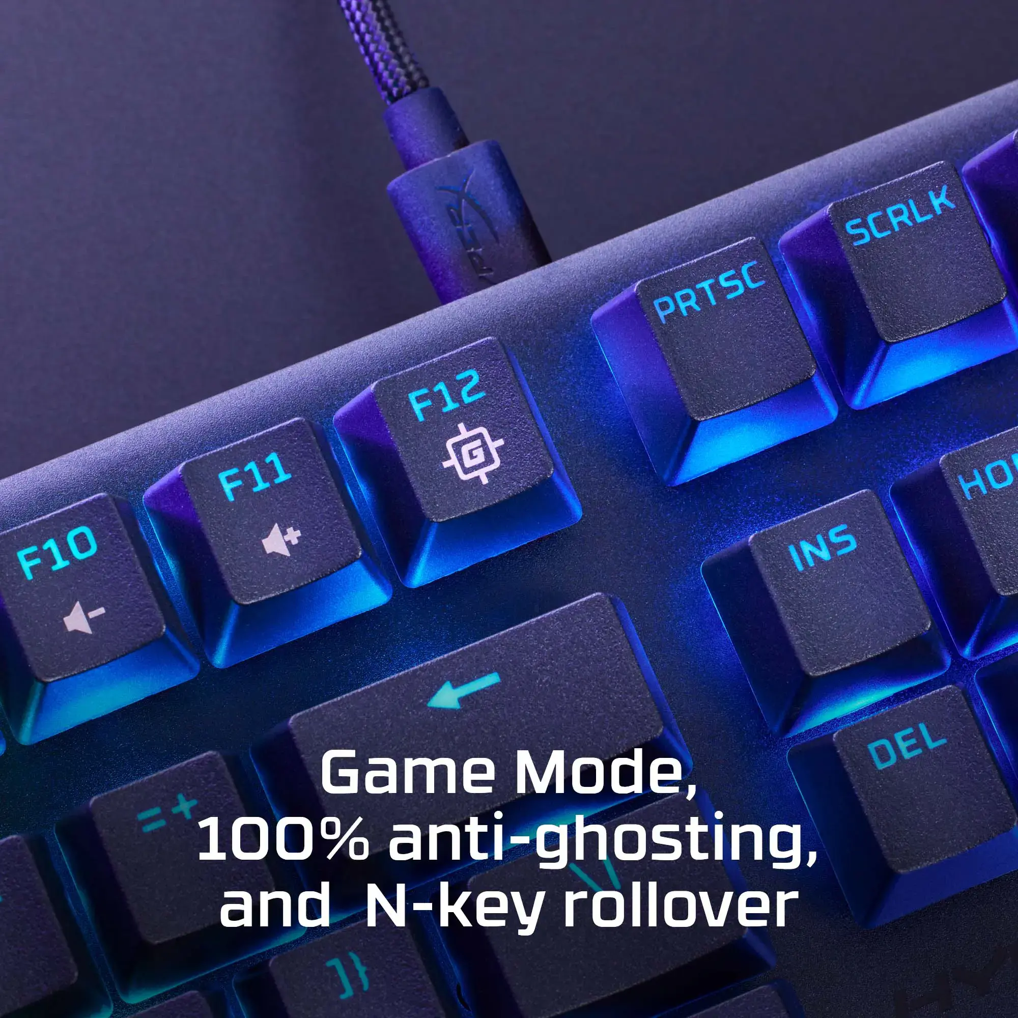 "HyperX Alloy Origins Core PBT HX Aqua" - mechaninė žaidimų klaviatūra, be klavišų (80-87 %), USB, mechaninė, QWERTY, RGB LED, juoda