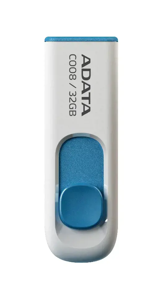 ADATA 32GB USB atmintinė C008 Slider USB 2.0 balta mėlyna
