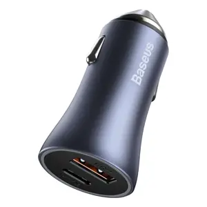 Baseus TZCCJD-0G Golden Contactor Car Charger Dual Quick Charger USB 40W Dark Grey