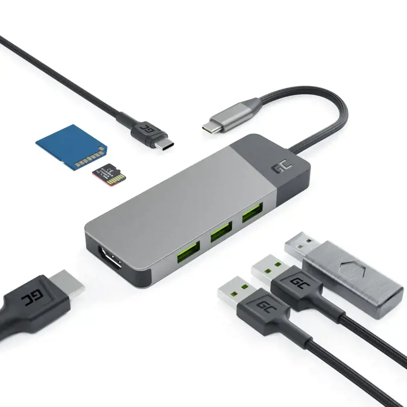 ŽALIAS KEMPINIS HUBAS USB-C GC Connect 3xUSB 3.1 HDMI 4K 60Hz PD 85W