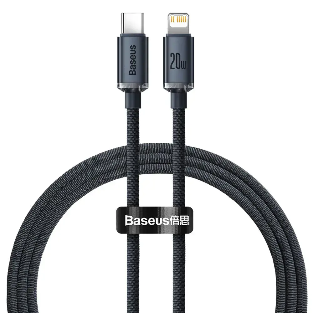Baseus crystal shine series fast charging data cable USB Type C to Lightning 20W 1.2m black (CAJY000201)