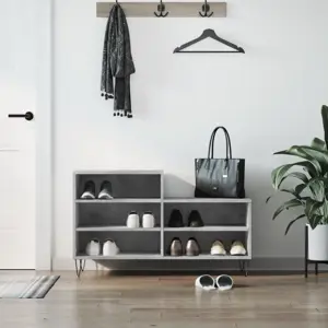 Spintelė batams, betono pilka, 102x36x60cm, apdirbta mediena