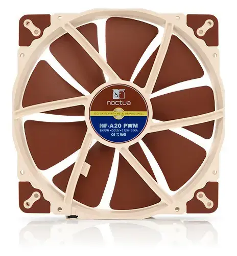 Noctua NF-A20 PWM kompiuterio korpuso ventiliatorius 20 cm, smėlio spalvos, rudas
