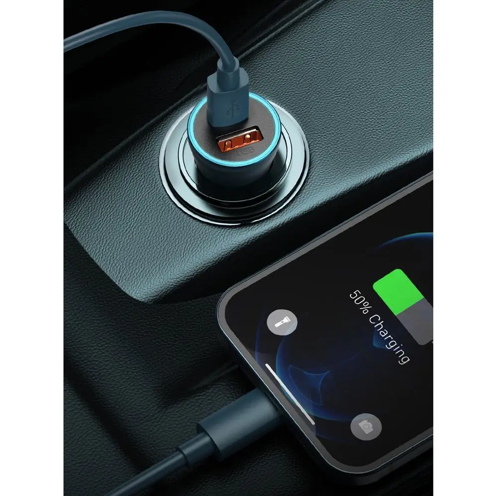 "Baseus Golden Contactor Pro" automobilinis įkroviklis, USB + USB-C, QC4.0+, PD, SCP, 40 W (tamsiai pilkas) su C tipo ir iP 1 m ilgio kabeliu, juodas