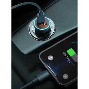 "Baseus Golden Contactor Pro" automobilinis įkroviklis, USB + USB-C, QC4.0+, PD, SCP, 40 W (tamsiai pilkas) su C tipo ir iP 1 m ilgio kabeliu, juodas