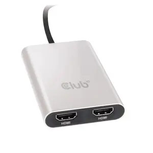 CLUB3D Thunderbolt 3 to Dual HDMI 2.0 Adapter, 2x HDMI, HDMI 2.0, 3840 x 2160 pixels, Grey, Silver, 60 Hz, 0.27 m