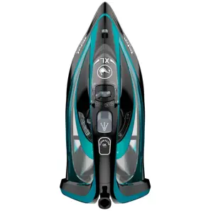 "Tefal Ultimate Pure FV9844", sausas ir garų lygintuvas, "Durilium Autoclean" padas, 2,5 m, 250 g/min, juodas, mėlynas, 60 g/min
