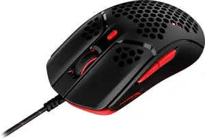 "HyperX Pulsefire Haste" - žaidimų pelė (juoda-raudona), dvipusė, optinė, A tipo USB, 16000 DPI, juoda, raudona