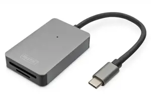 USB-C kortelių skaitytuvas, 2 prievadų UHS-II SD4.0 TF4.0 High Speed, aliuminis, pilkos spalvos