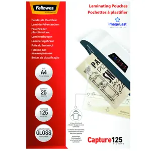 "Fellowes ImageLast" A4 125 mikronų laminavimo dėklas - 25 pakuotės, skaidrus, blizgus, A4, 0,125 m…