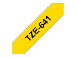 Brother TZE641, juoda ant geltonos spalvos, TZe, geltonas, 1,8 cm, 8 m