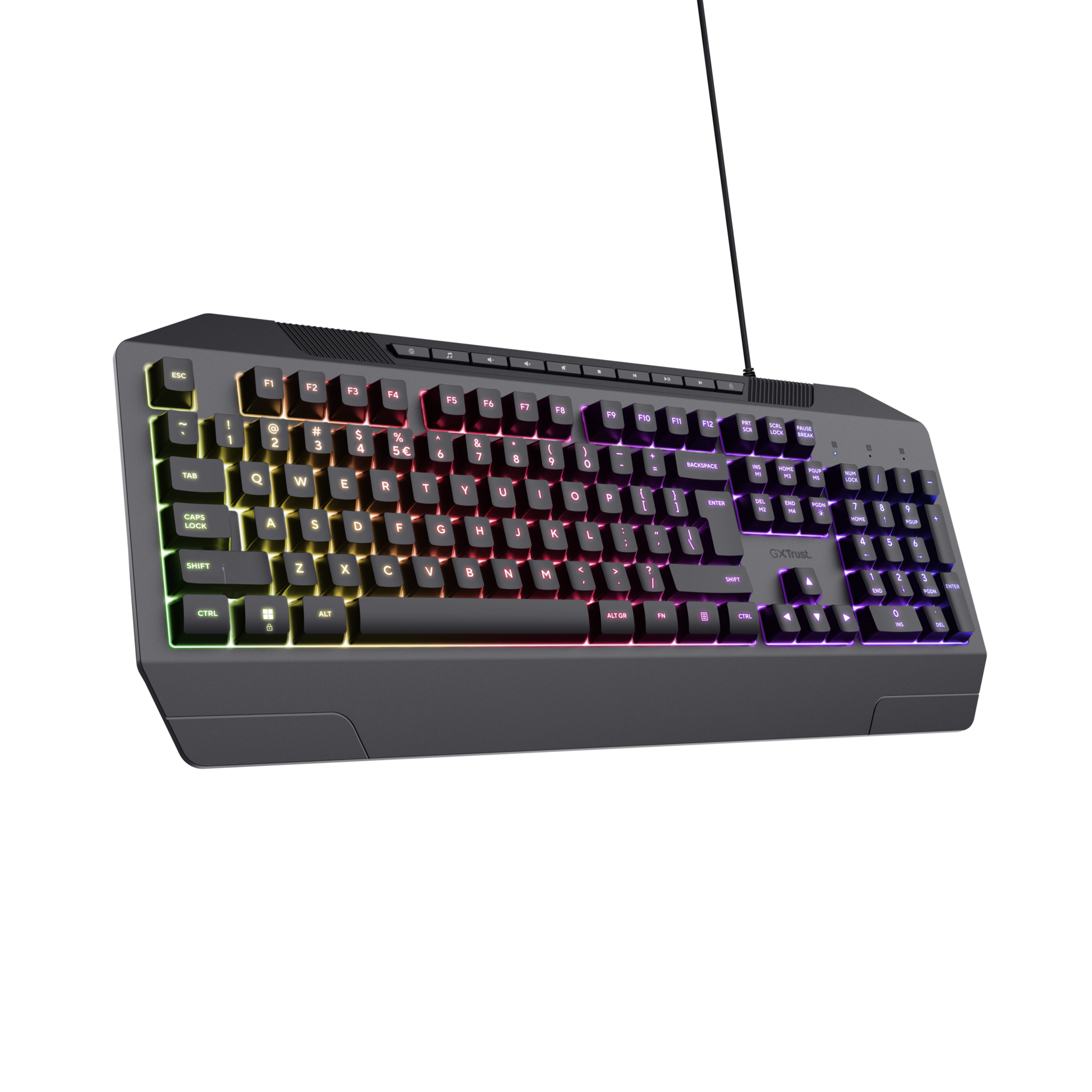 Trust GXT 836 Evocx, Wired, USB, Membrane, QWERTY, RGB LED, Black