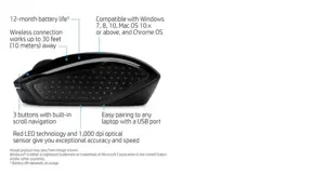 HP belaidė pelė 200, dvipusė, optinė, RF belaidė, 1000 DPI, juoda