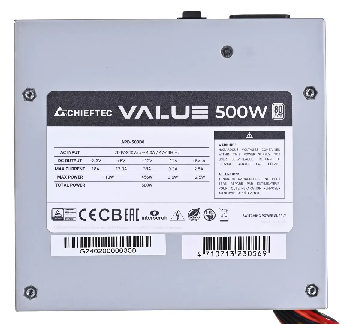 Maitinimo blokas CHIEFTEC APB-500B8, 500 W, 80 PLUS