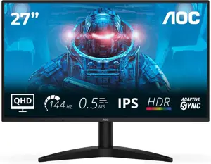 AOC | Q27B36X | 27 " | IPS | QHD | 16:9 | 144 Hz | 4 ms | 2560 x 1440 pixels | 300 cd/m² | HDMI por…