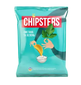 Bulvių traškučiai CHIPSTER'S, grietinės skonio, su žolelėmis, 120 g