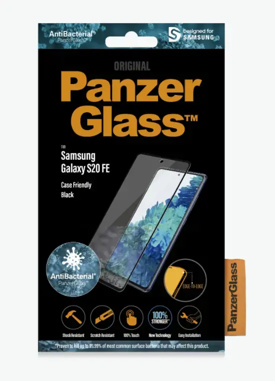 PanzerGlass ™ Samsung Galaxy S20 FE | Ekrano apsauga Stiklas, Skaidri ekrano apsauga, Samsung, Samsung, Samsung - Galaxy S20 FE, atsparus įbrėžimams, atsparus smūgiams, antibakterinis, skaidrus, 1 vnt.