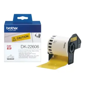 Brother geltonos spalvos nepertraukiama juosta, juoda ant geltonos, DK, juoda, geltona, tiesioginio terminio spausdinimo, Brother, Brother QL1050, QL1060N, QL500, QL500A, QL550, QL560, QL560VP, QL570, QL580N, QL650TD, QL700,...