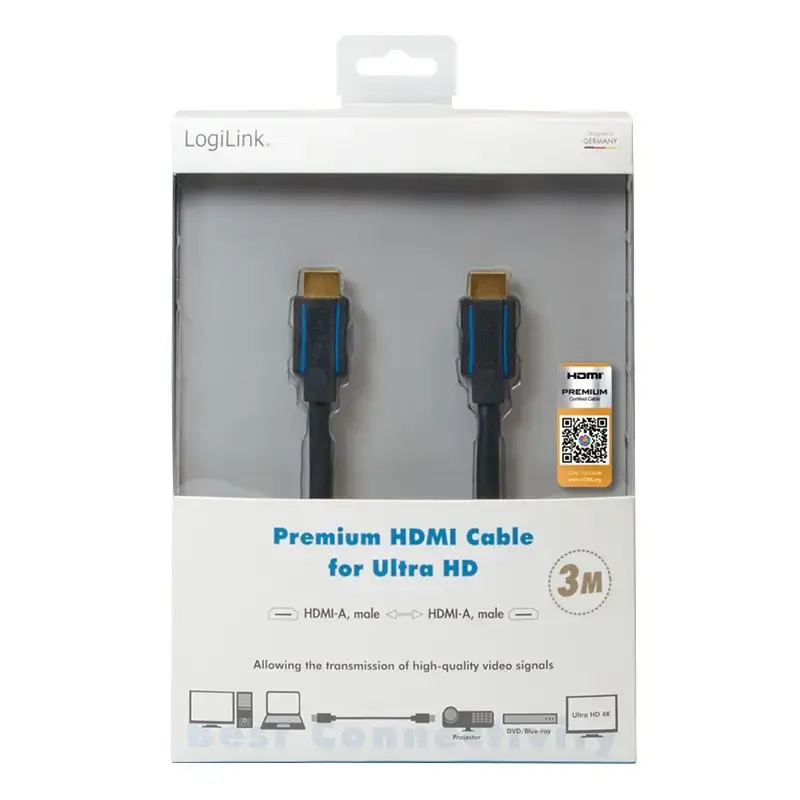 LOGILINK CHB005 LOGILINK - "Premium" HDMI 2.0 kabelis, skirtas "Ultra HD", 3 m