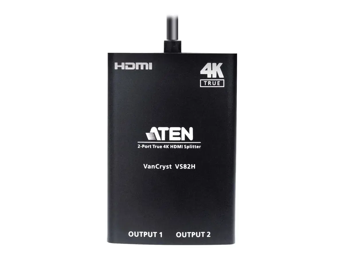 ATEN 2 prievadų "True 4K HDMI" skirstytuvas, HDMI, 2x HDMI, 4096 x 2160 taškų, juodas, aliuminis, 4K Ultra HD