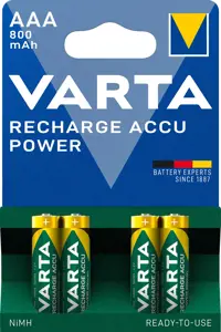 Varta -56703B, Įkraunama baterija, AAA, nikelio-metalo hidrido (NiMH), 1,2 V, 4 vnt., 800 mAh