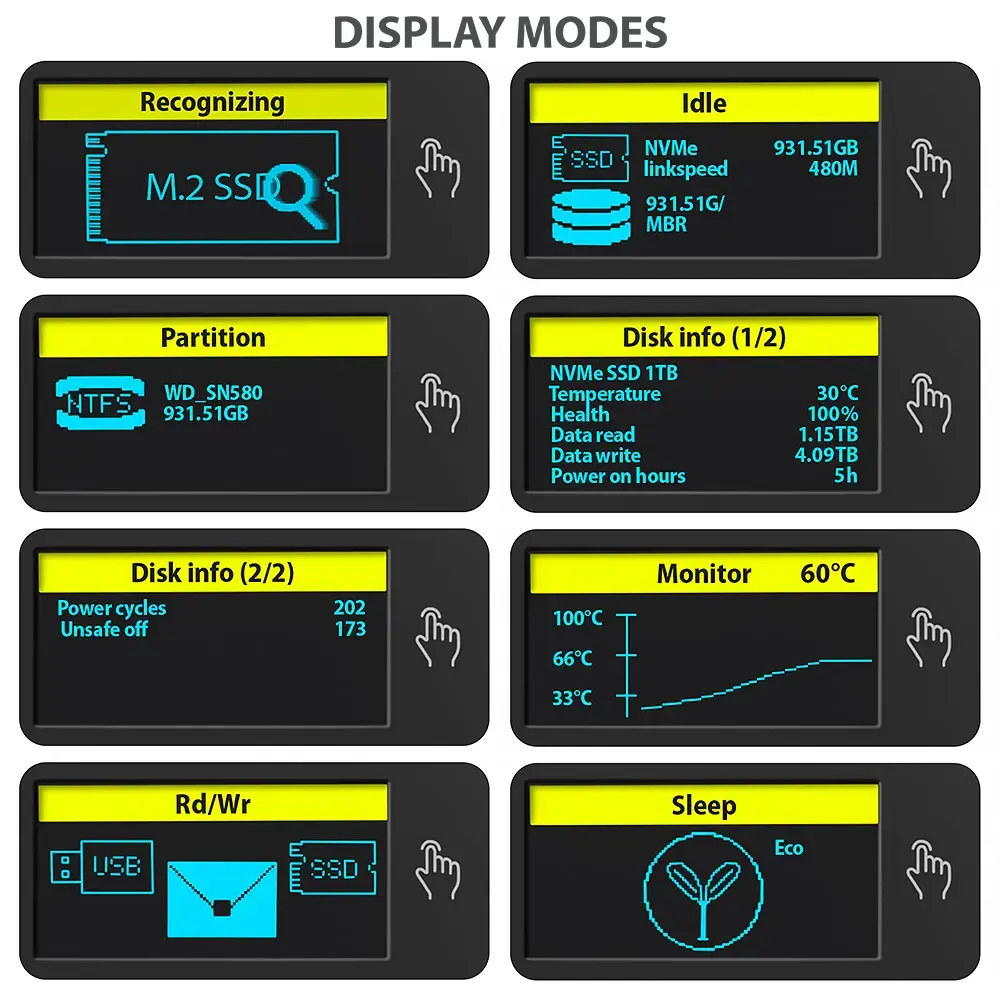 SSD ACC ENCLOSURE M.2 NVME/SATA USB3.2 EEM2-SD2 AXAGON