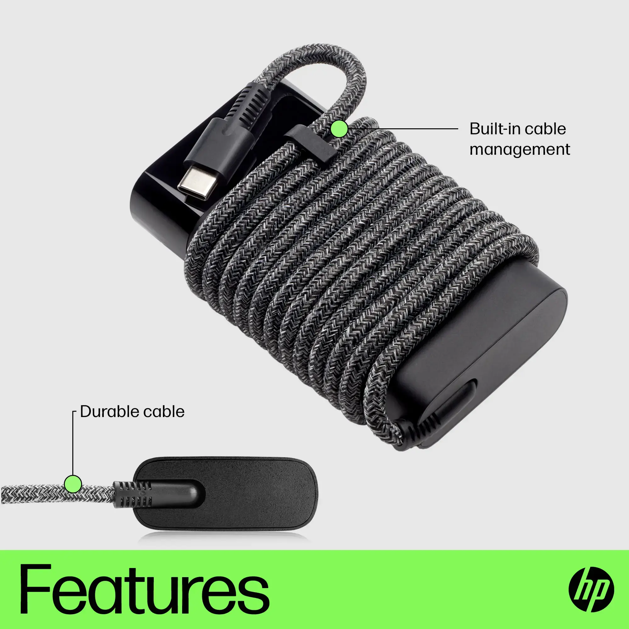 HP USB-C 65W nešiojamojo kompiuterio įkroviklis, nešiojamasis kompiuteris, vidinis, 90 V, 65 W, 5-20 V, 1,6 A