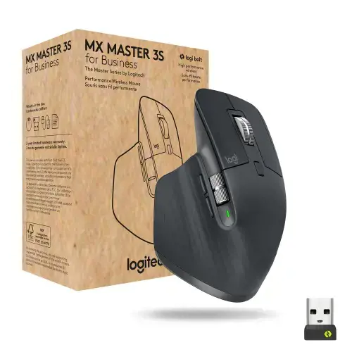 "Logitech MX Master 3s" verslui, dešiniarankis, lazerinis, RF belaidis + "Bluetooth", 8000 DPI, grafito spalvos