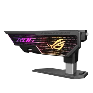 ASUS ROG Herculx vaizdo plokštės laikiklis, universalus, vaizdo plokštės laikiklis, termoplastikas, cinkas, juodas, pilkas, mėlynas, žalias, raudonas, 3 kontaktų adresuojamas RGB