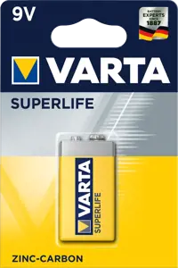 Varta Superlife 9V, Vienkartinis akumuliatorius, 9 V, cinko anglis, 9 V, 1 vnt., 48,5 mm