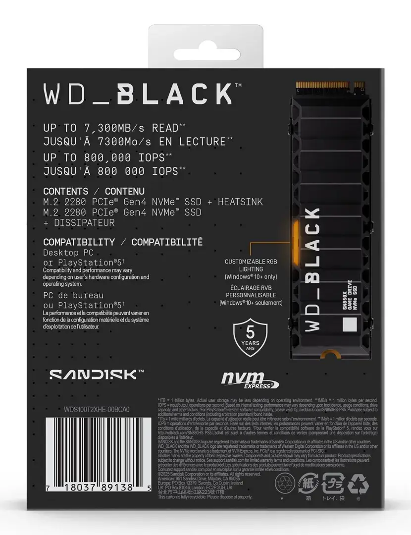 SSD diskas WESTERN DIGITAL Black SN850X 1024 GB, M.2, PCIe 4.0 x4 (NVMe)