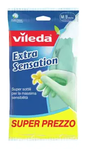 "Vileda Extra Sensation" buitinės pirštinės Žalios medvilninės, lateksinės 1 vnt.