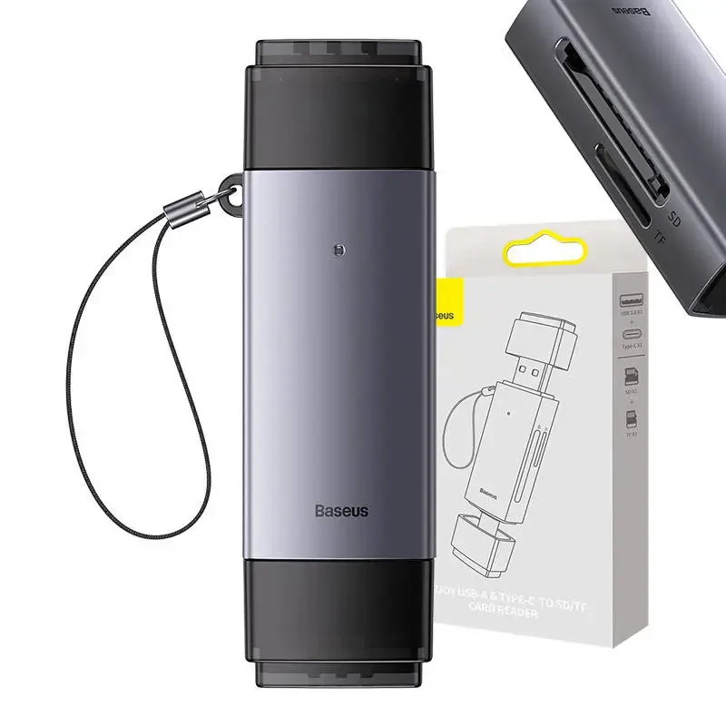 "Baseus Lite" serijos SD/TF atminties kortelių skaitytuvas, USB + USB-C (pilkos spalvos)