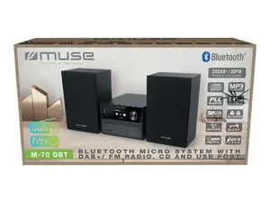 "Muse" "Bluetooth" mikrosistema su DAB+/FM radiju .M-70 DBT 2x20 W, "Bluetooth", CD grotuvas, AUX įvestis
