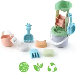 WOOPIE GREEN smėlio kibirėlių rinkinys su rite 9 vnt. BIOLOGIŠKAI SKAIDI ORGANINĖ MEDŽIAGA