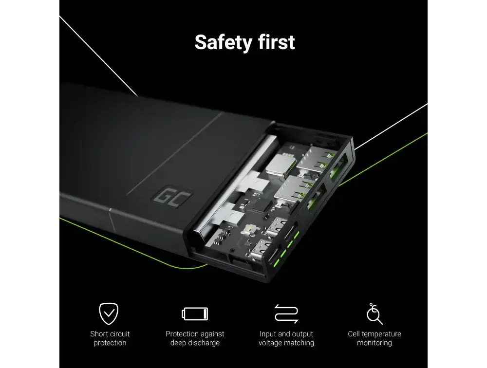 GREEN CELL Power Bank PowerPlay10 10000mAh USB-C 18W PD ir 2x USB-A GC Ultra Charge
