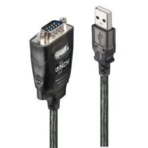 "Lindy" USB RS232 keitiklis su COM prievado laikikliu, juodas, 1,1 m, A tipo USB, DB-9, vyriškas, v…