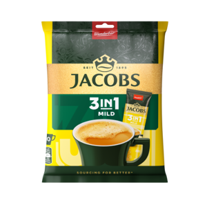 Tirpiosios kavos gėrimas JACOBS Mild 3in1, maišeliuose, 10 x 11,1 g